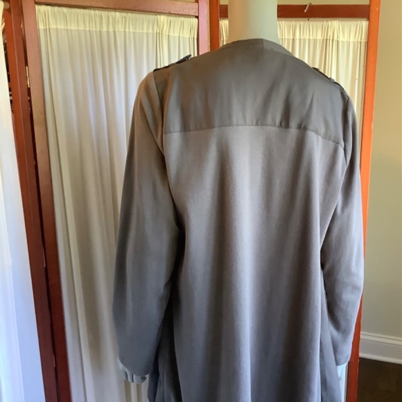 Carolina Belle Montreal Olive Green Open Front Draped Duster Jacket Sz 1X - Picture 5 of 9